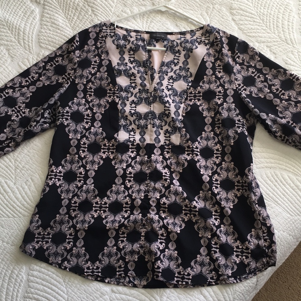 Navy and pink blouse